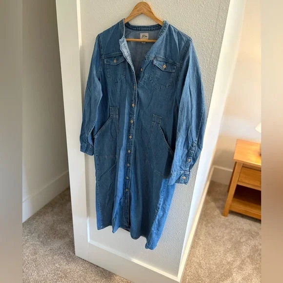 J. Crew Light Blue Denim Shirt Dress 12
(No belt) - Picture 2 of 7